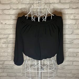 Brandy Melville Black Crop Top Blouse- One Size XS Or Small